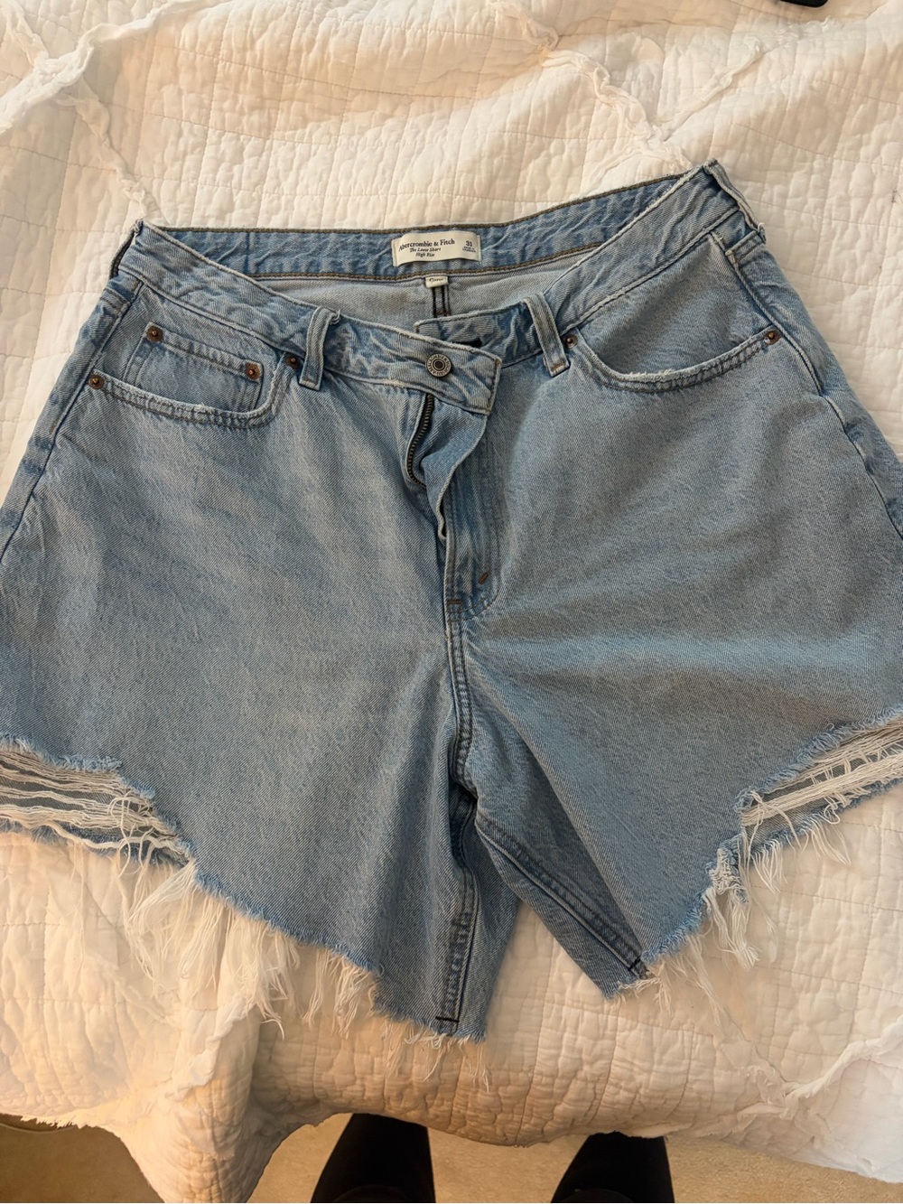 Abercrombie Denim High-Waist Distressed Women's Shorts, Curve Love